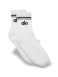 Alo Vớ cổ ngắn unisex kiểu cổ điển, thấm hút mồ hôi, thoáng khí, mềm mại, co giãn tốt, màu trơn, dễ giặt, nhanh khô, đa năng, thích hợp cho thể thao hàng ngày, nam và nữ, một cỡ duy nhất, màu trắng A0480U-WHITE - trắng - Xem 1