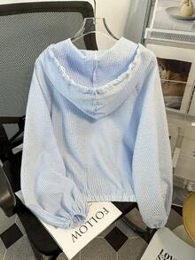 Rina Fox Women's Lightweight Casual Hooded Zip-Up Sun Protection Jacket, Suitable For Spring And Summer - Blue - View 2