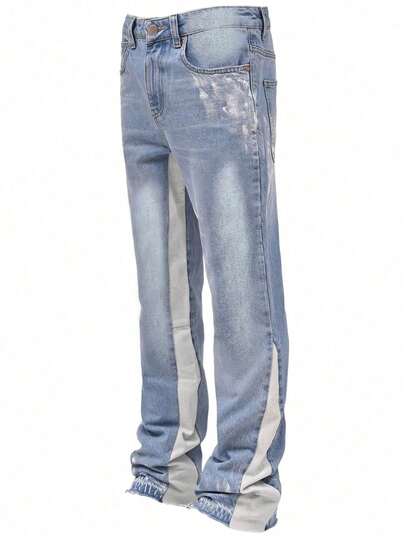 Casual Men's Fashion Patchwork Distressed Flare Jeans
