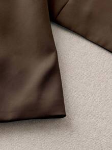 Franclia Petite Blazer de manga corta, casual de negocios, primavera/verano - Marrón Mocha - Ver 3