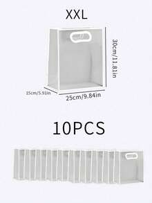 1/5/10个装透明礼品袋，简约镂空提手设计PVC礼品包装袋，适用于派对 - 白色 - 查看 21