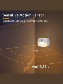 Motion Sensor Light Indoor Led Night Light Stick On Nightlight Battery Operated Lights For Hallway Stair Bathroom Closet Bedroom (AAA Battery Not Included),1/2/3pcs - White - View 6
