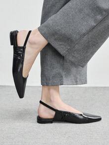CUCCOO BIZCHIC 女士黑色露跟露趾凉鞋，百搭平底凉鞋，夏季鞋款 - 黑色 - 查看 3