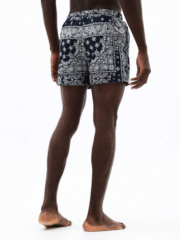 Costume da bagno con stampa Paisley e elastico in vita