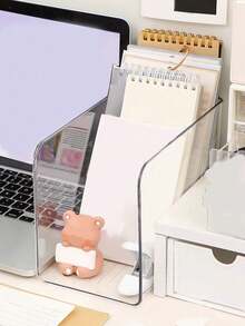 Transparent Acrylic Book Stand, Desktop Book File Storage Divider, Shelf Holder For Student Desk And Office Organizer Back To Home - Clear - View 8