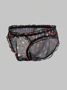 Men's Ruffled Heart Mesh Sexy Briefs - Multicolor - View 3