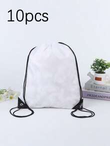 10个空白热升华抽绳袋，抽绳背包袋，散装热压可重复使用热升华袋，可折叠收纳袋，男女通用，购物、健身、旅行、运动、DIY工艺操作 - 如圖所示 - 查看 10