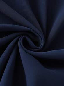 SHEIN Franclia 藏蓝色V领蕾丝拼接雪纺连衣裙，短袖，腰部褶皱，修身剪裁，中长款，温柔优雅仙女风连衣裙 - 藏蓝色 - 查看 6