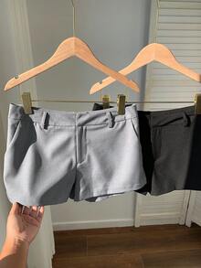 SHEIN EZwear Quần short nữ màu trơn, kiểu dáng thường ngày, có túi, nhiều mảnh, đa năng. - Nhiều màu - Xem 5