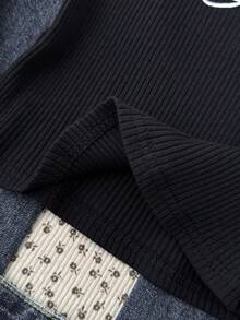 SHEIN Tween Girl Black Knitted Bow Embroidered Camisole Sweet Casual Cami Top, Spring And Summer, Basic, Daily, Versatile, Back To School Season - Black - View 5