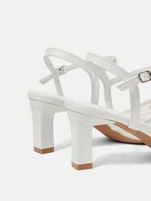 CUCCOO HITCHD Women's Embroidered Beaded Pointed Toe Chunky Heel High Heels, Elegant Slingback Pumps, Fashion For Wedding, Valentine's Day, Tea Party, Graceful Outfit Valentine's Day - White - View 5