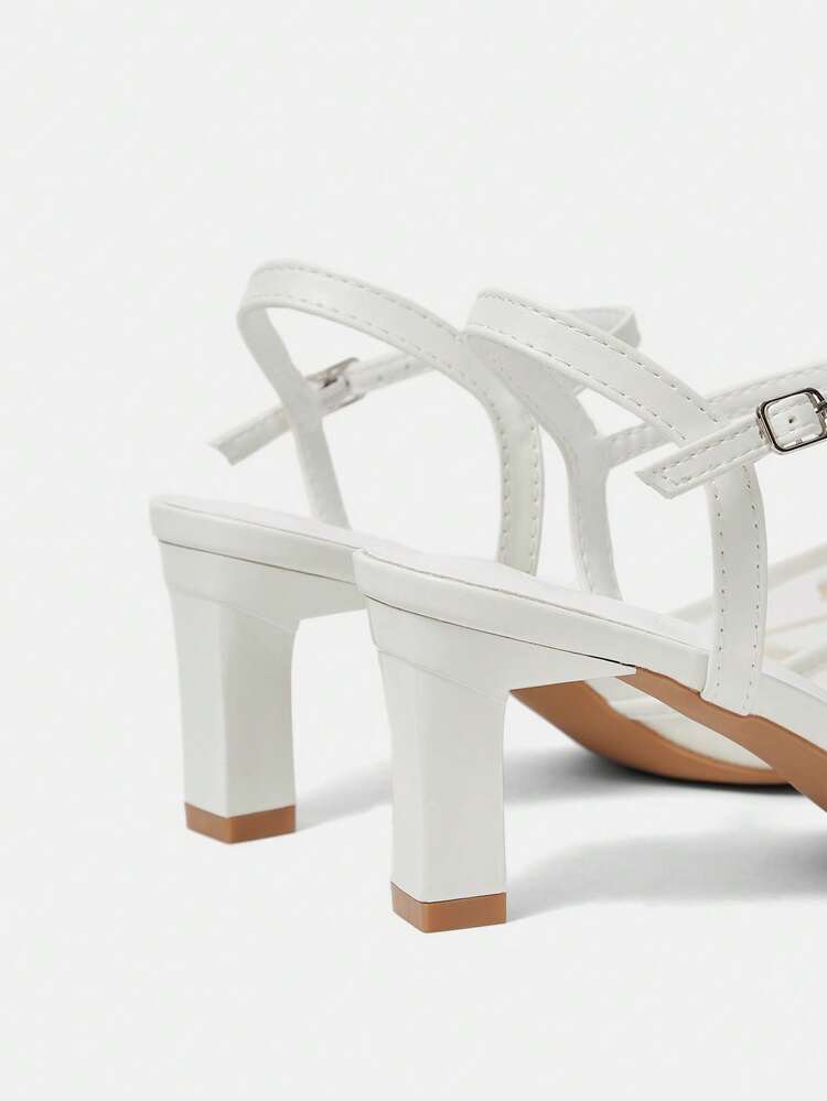 CUCCOO HITCHD Salto Alto Feminino de Bico Fino com Bordado e Contas, Elegantes Sapatos de Salto Slingback, Moda para Casamento, Dia dos Namorados, Chá da Tarde, Visual Gracioso - Branco - Visão 5