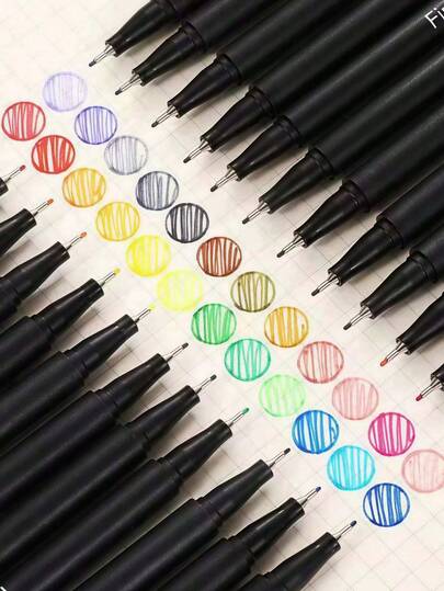 12/24/36/48pcs Colored Painting Set Include Outlining Pens, Marking Pens, Drawing Pens, Art Supplies, Fineliner Pens, Diary/Planner Pens, Fine Line Pens For Writing Notes, Calendar/Agenda Coloring, 0.4mm Felt Tip Fine Line Pens In Vibrant Colors, Ideal For Adult Coloring, Writing, Drawing, Teachers And Students, Christmas Gifts, Back To School