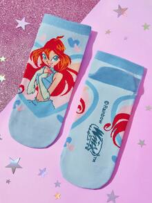 The Winx X SHEIN 6 đôi tất cổ ngắn mềm mại, thoáng khí, thấm hút mồ hôi dành cho nữ và bé gái, họa tiết hoạt hình dễ thương, thời trang và đáng yêu, màu kẹo ngọt, mũi và gót được gia cố để tăng độ bền, phù hợp mọi mùa hè và đông, họa tiết đồ họa, phong cách Y2K. - Nhiều màu - Xem 11