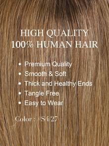 Pieza superior de cabello humano virgen con clips color marrón oscuro, piezas de cabello para mujeres con cabello ralo o pérdida de cabello - S4/27 - Ver 2