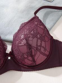 DesireSculpt 2pcs Women's Underwire Lace Bras, Sexy & Comfortable Lift And Support - Multicolor - View 3