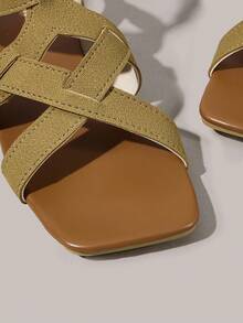 Styleloop 女士棕色搭扣凉鞋，轻盈奢华时尚百搭派对/休闲户外海滩度假复古波西米亚风简约平底凉鞋，网红推荐