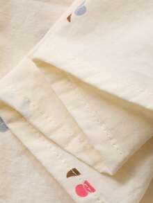 DAZY 碎花刺绣荷叶边领撞色滚边宽松女士睡衣套装 - 米色 - 查看 9