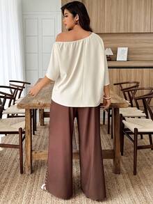 Weeklong Bộ đồ nữ cỡ lớn in hoa, thiết kế bất đối xứng vai, thích hợp cho mùa xuân/hè. - Nhiều màu - Xem 2