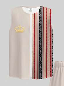 Tween Boy Casual Minimalist, Versatile Daily Wear, Arabic Style, Shirt Set Suitable For Spring/Summer, Party Shirt Set Suitable For Spring/Summer - Multicolor - View 4