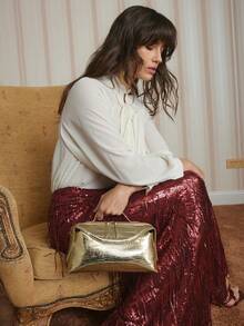 SHECARRY Ladies Gold Crocodile Embossed PU Bag - Gold - View 4