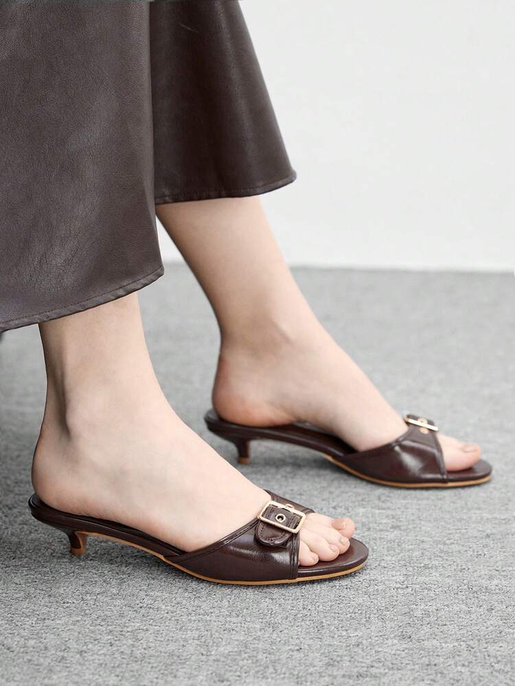 CUCCOO BIZCHIC Women's Buckle Design Fashion Daily Wear Stiletto Slide Sandals Valentine's Day