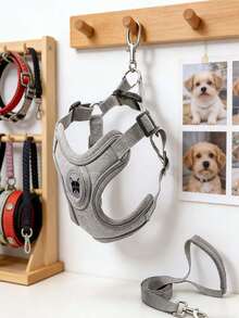 Pet Reflective Anti Slip Chest Harness Set With 1.5-Meter Rope - Grey - View 5