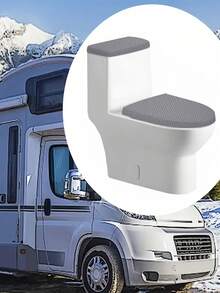 1 Set Solid Color Jacquard Knitted Toilet Seat Cover And Tank Cover, Stretch Toilet Seat Cover Set For Bathroom, Fits Small Size Toilet Tank And Lid, Home Decor - Dark Grey - View 5