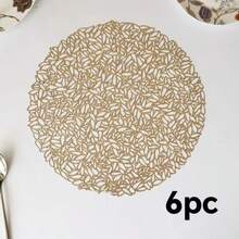 1-5 Piece Gold Hollow-Out Placemat And Table Runner Set, Washable, Easy To Clean, Wipe-Off, Non-Slip, Heat-Resistant, Placemats, Holiday Wedding Party Decorations - Multicolor - View 21