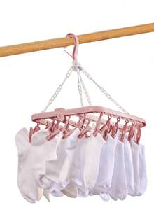SHEIN 1 件可旋转 32 夹塑料晾衣架 - 节省空间的可折叠衣架，适用于袜子、内衣和小件衣物，非常适合卧室、浴室、衣柜、宿舍储物和洗衣房整理