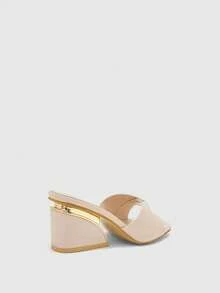 CUCCOO BIZCHIC Women's Square Toe Elegant High Heel Slide Sandals, Suitable For Daily Wear - Apricot - View 9