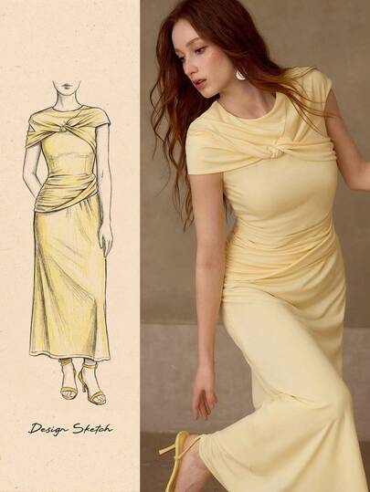 MOTF PREMIUM Váy suông xòe nhún eo khoét trước