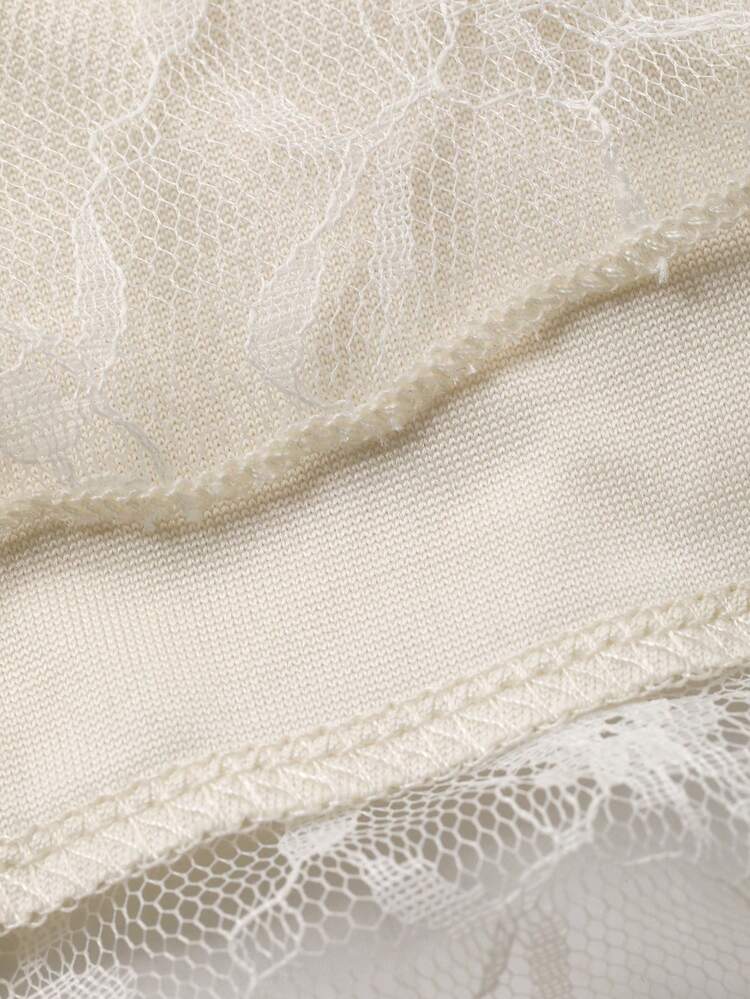 Romantic Lace Patchwork Ruffle Hem Women's Nightgown