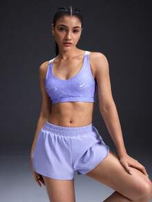 Powerista Women's Comfortable Breathable All-Over Print Adjustable Strap Sports Bra (Random Print) - Mauve Purple - View 3