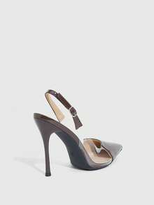 CUCCOO SZL 女士尖头搭扣设计日常百搭时尚高跟鞋 - 咖啡棕 - 查看 3