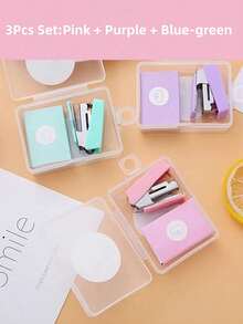 1PC/3Pcs Super Small Cute Stapler With Staple, School Supplies,Small Gifts For Friends And Classmates, ,Back To School, Christmas - Multicolor - View 3