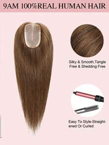 蜜棕色无胶发片，适合女士，真人发片，适合头发稀疏的女士，蕾丝发片，夹式接发