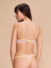 lacRébo Pink Floral Embroidered Underwired Bra With Matching Thong Spring Summer Romantic Cute Boho Sexy - Pink - View 2