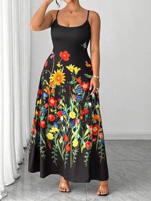 Elenzga 大码女式优雅碎花黄色无袖连衣裙，舒适短袖夏季连衣裙，适合度假、海滩、毕业典礼、节日、情人节、音乐节、母亲节、万圣节、感恩节、复活节、国庆节、舞会、约会、派对、婚礼、郊游等场合。 - 黑色 - 查看 6