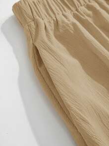 Rusticease Plus Size Women Solid Color Elastic Waist Casual Commuter Skirt - Khaki - View 5