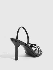 CUCCOO SZL Women's Pointed Toe Criss-Cross Design Fashion High Heel Sandals Valentine's Day - Black - View 4