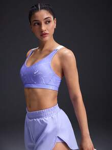 Powerista Women's Comfortable Breathable All-Over Print Adjustable Strap Sports Bra (Random Print) - Mauve Purple - View 4