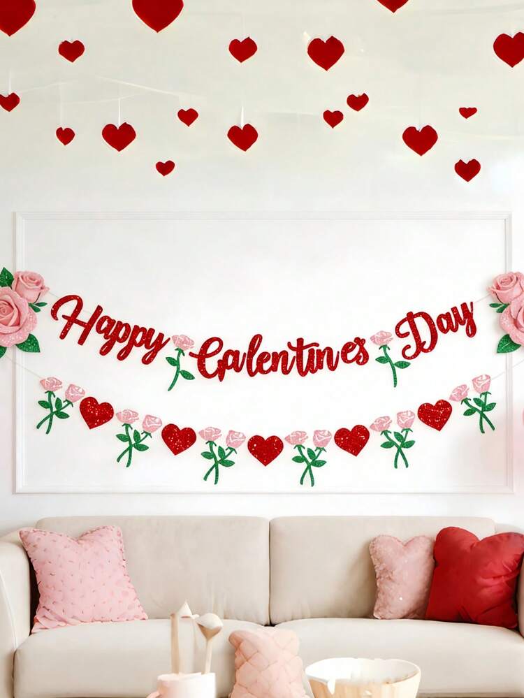 情人节氛围横幅，适用于情人节装饰、趣味情人节横幅、情人节快乐装饰、情人节派对装饰，可用于家居、壁炉架、壁炉台。 - 2pcs紅色字母款 - 查看 3