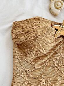 Soleia Bộ áo liền quần ôm sát họa tiết sao biển dành cho nữ, thích hợp cho kỳ nghỉ biển, hẹn hò, tiệc trà chiều, lễ hội âm nhạc, phong cách Boho. - màu nâu - Xem 4