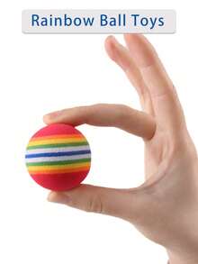 21pcs Foam Rainbow Ball Cat Toy Interactive Chase Ball Silent Solid Elastic Ball Toy Set For Pets OnlySuitable For Indoor And Outdoor Play For All Cats Colors Shipped Randomly - Multicolor - View 4