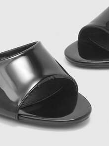 CUCCOO BIZCHIC 女士圆头细高跟黑色一体式露趾高跟凉鞋，露趾凉鞋，拖鞋，通勤，优雅，日常百搭女士凉鞋 - 黑色 - 查看 8