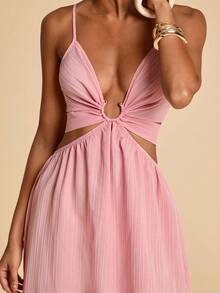 SHEIN TRVLCHIC 女士夏季度假休闲无袖连衣裙 - 粉色 - 查看 5