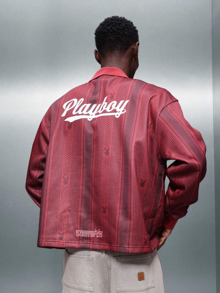 PLAYBOY X SUMWON Striped Polo With Bunny Logo Print