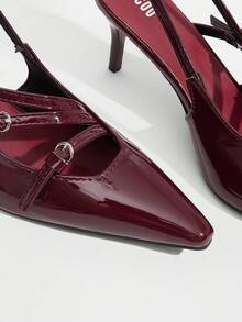 CUCCOO SZL Women's Pointed-Toe Buckle Design Fashionable And Elegant High-Heeled Sandals - Red - View 5