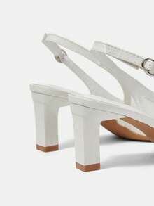 CUCCOO HITCHD Giày cao gót mũi nhọn, đế chunky, thêu họa tiết và đính hạt cườm dành cho nữ, kiểu dáng hở gót quai ngang, thanh lịch và thời trang cho đám cưới, ngày Valentine, tiệc trà. - trắng - Xem 11